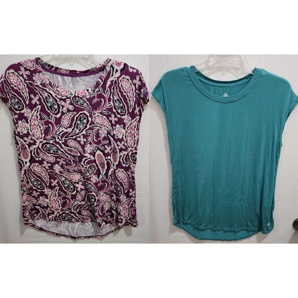 x2 LuLaRoe RISE Womens Short Sleeve Tee Shirt Tops Athletic Performance Sz Small